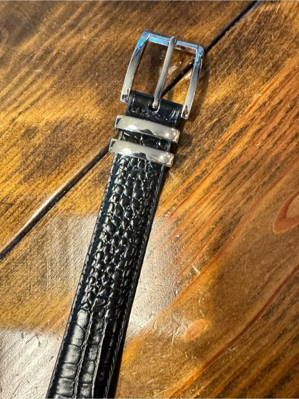 Cremieux Leather Moc Croc Belt Crocodile embossed. Size 38